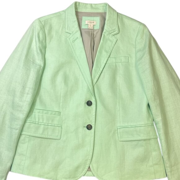 J. Crew Factory Linen Blazer Mint Green Women's sz 12 Classic Preppy Coastal - Picture 10 of 16
